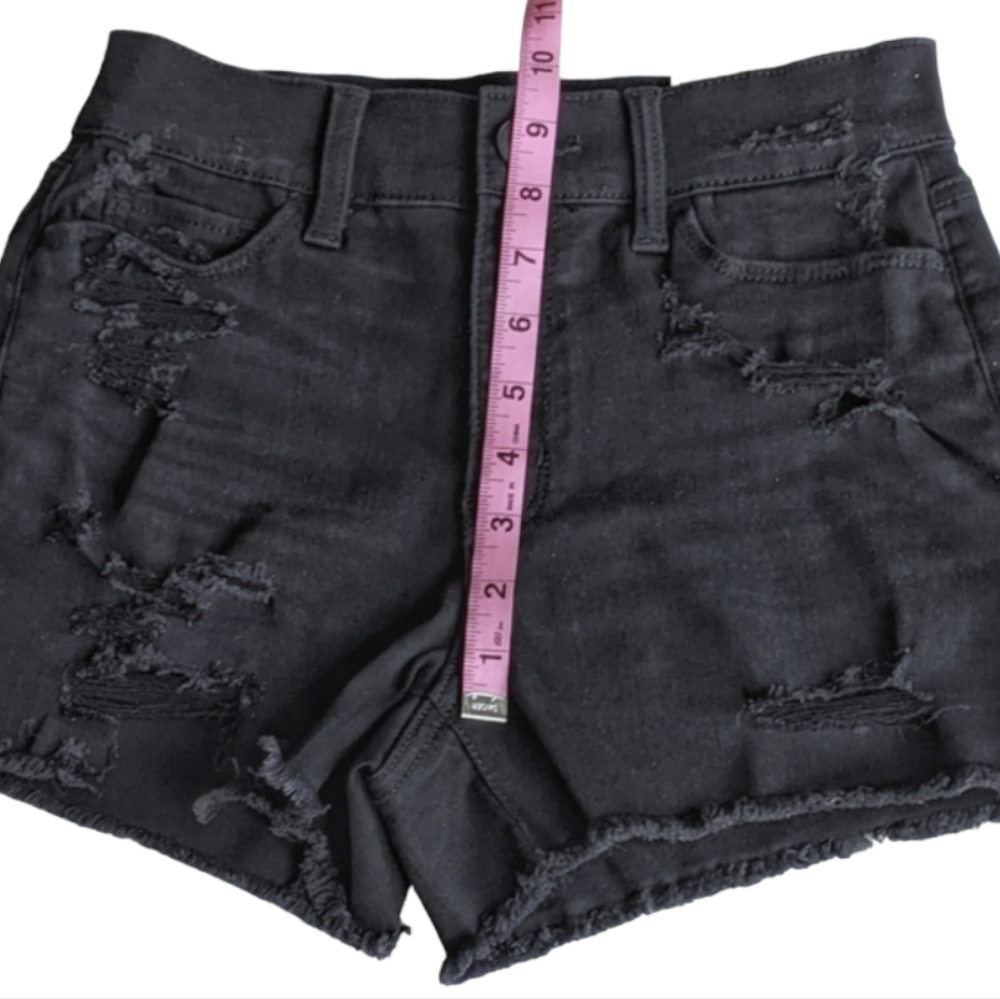 🔖NWT! SO Curvy High Rise Shortie Shorts Black Jean Denim - Picture 11 of 15